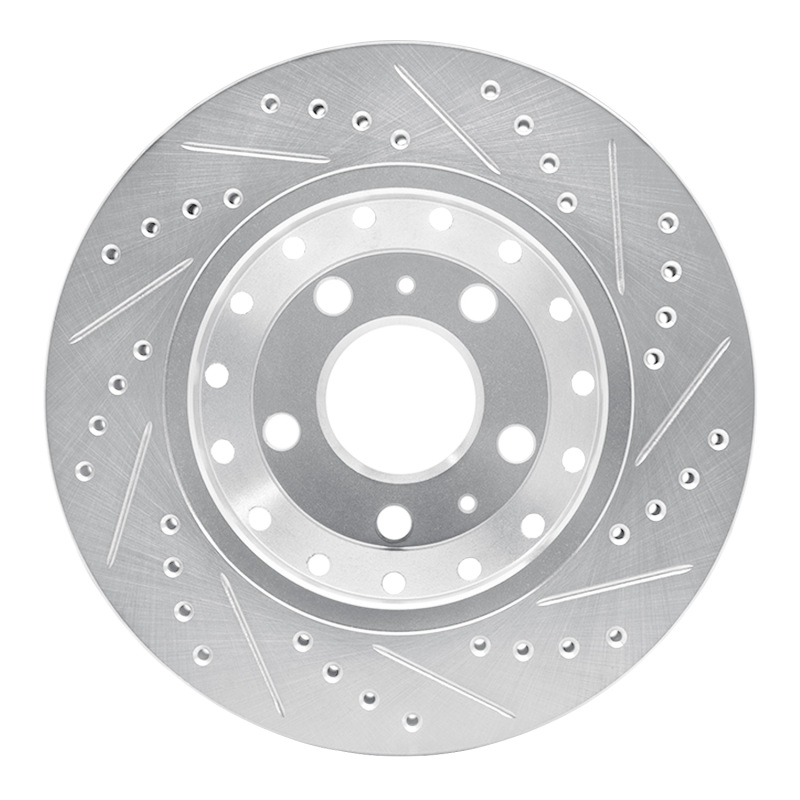 Audi A8 Brake Rotor (1) - Rear Left - R1 Concepts - Drilled & Slotted - Silver - `04-`10